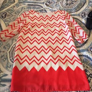 Pink Owl orange chevron shift dress