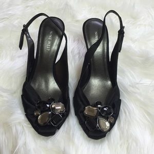 Nine West 6.5 Paulanne Satin Slingbacks