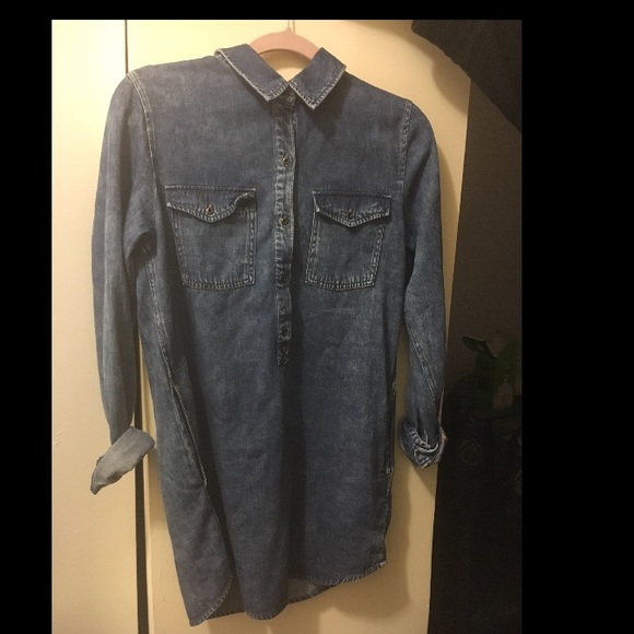 Denim shirt dress with pockets