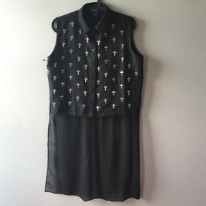 Cross tank top - Short front / Long sheer back