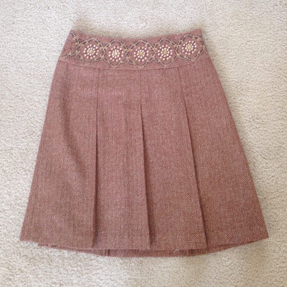 LOFT Stunning Embellished Wool Skirt - Picture 1 of 4