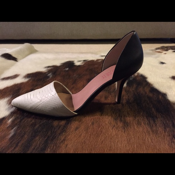 Best Society black and white snake skin pumps