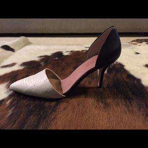 Best Society black and white snake skin pumps