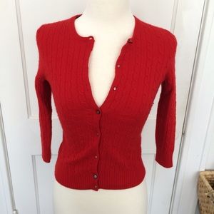 Red J. Crew Sweater Cardigan