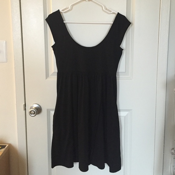 Scoop neck black baby doll dress