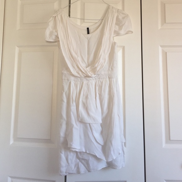 White draped cocktail dress by Walter Baker