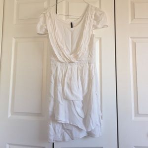 White draped cocktail dress by Walter Baker