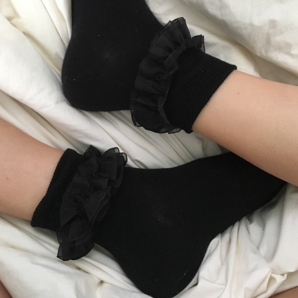 Black frilly socks