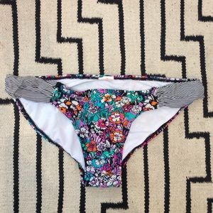 Floral and striped bikini bottoms-