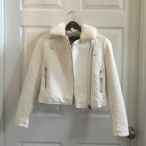 Faux leather/fur bomber jacket