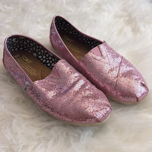 Toms pink glitter women's shoes size 6