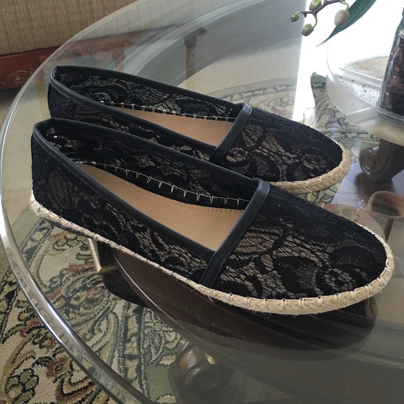 Black lace espadrilles