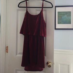 Red velvet dress with open back