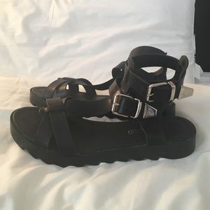 Black platform sandals