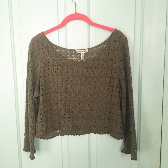 Army green Aeropostale crochet crop top - Picture 1 of 2