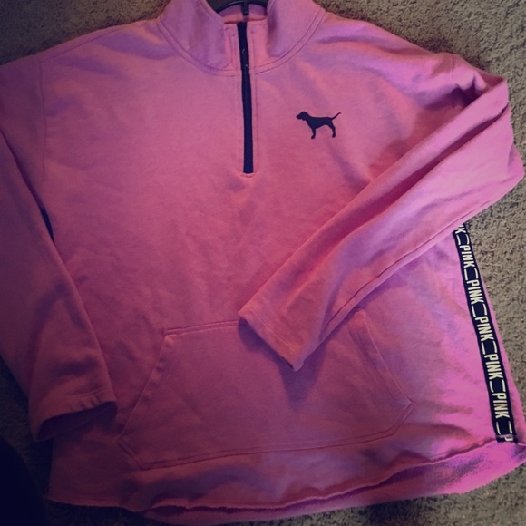 Pink half zip crew sweatshirt