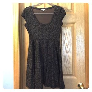 Brown floral print baby doll dress