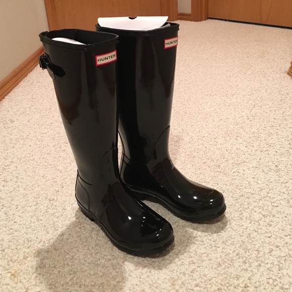 Hunter Rain Boots - black gloss adjustable