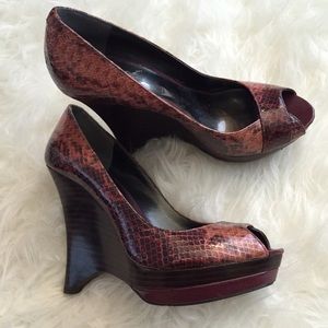 Carlos Santana open toe platform wedge heels