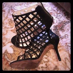 Michael kors black caged beaded booties