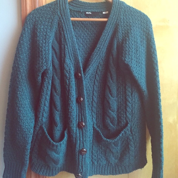 BDG green chunky cardigan from Urban Outfitters