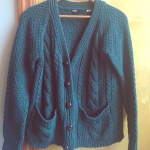 BDG green chunky cardigan from Urban Outfitters