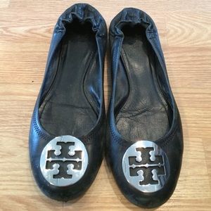 Tory Burch Minnie black leather ballet flat
