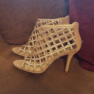 Tan caged beaded Michael kors booties