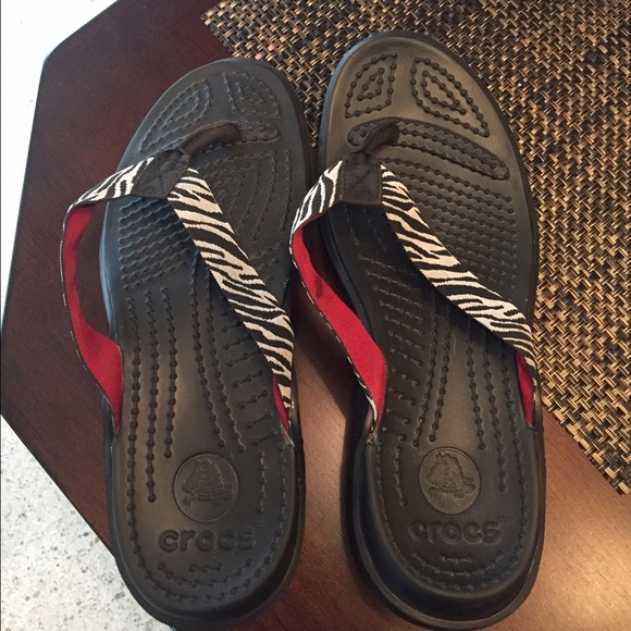 Zebra print Crocs Flip Flops