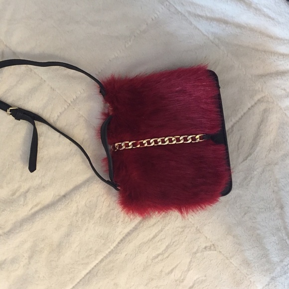 Bags - Red Faux Fur Handbag! Bags - Red Faux Fur Handbag!