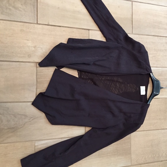 Lush, grey cropped blazer with lace back