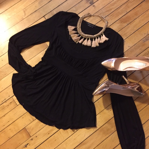 Black scoop neck fit and flare top