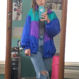 Purple green and blue windbreaker/jacket