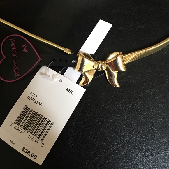 💕Betsey Johnson Cobra Gold Bow Belt m/l 💕💗💕