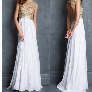 Gold and white prom dress