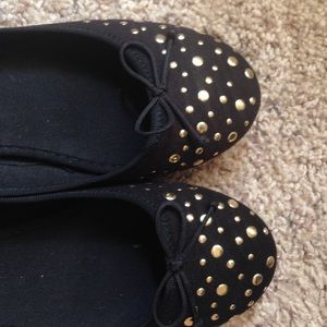 Black with gold studs ballet flats