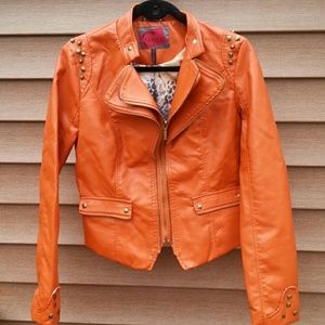 Biker style Studded pleather Jacket sz M NWOT