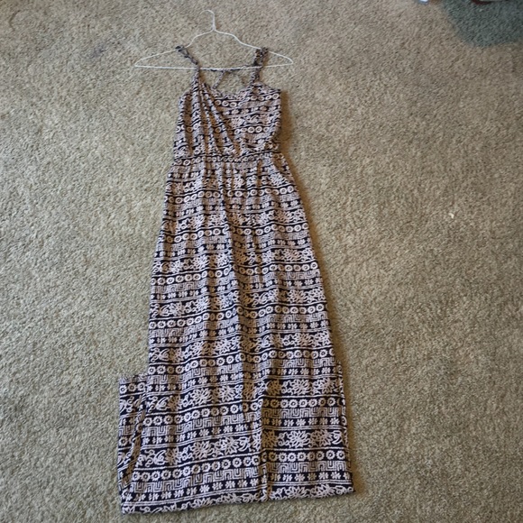 Tribal Black and Tan tank maxi dress