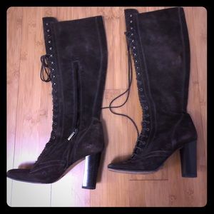 Dolce cabana lace up suede boots knee high size 35