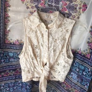 Crochet halter tie front crop top