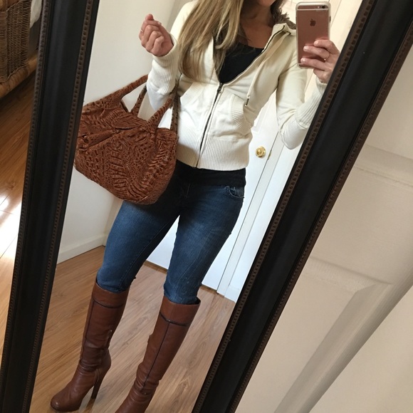 Cream Zip-up Fur-Lined Hoodie