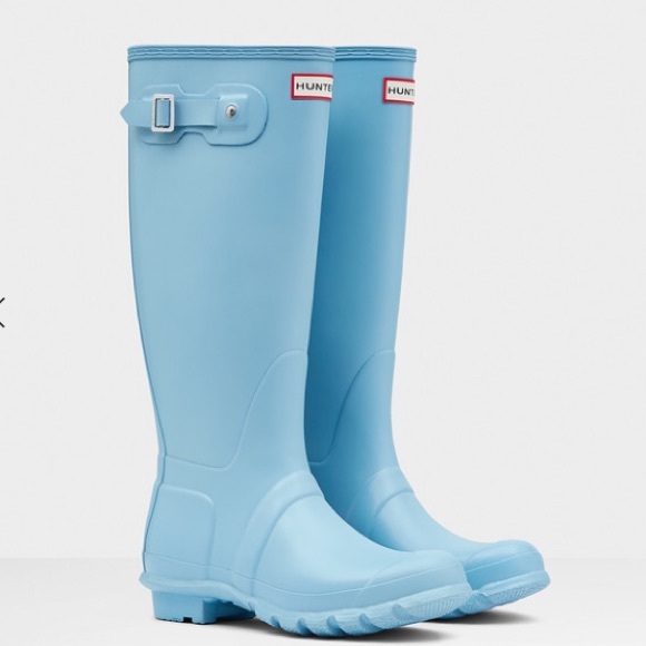 Hunter Original Tall Gloss Wellies in Sky Blue