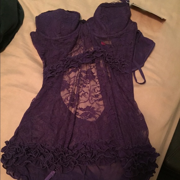 Plum lace teddy.