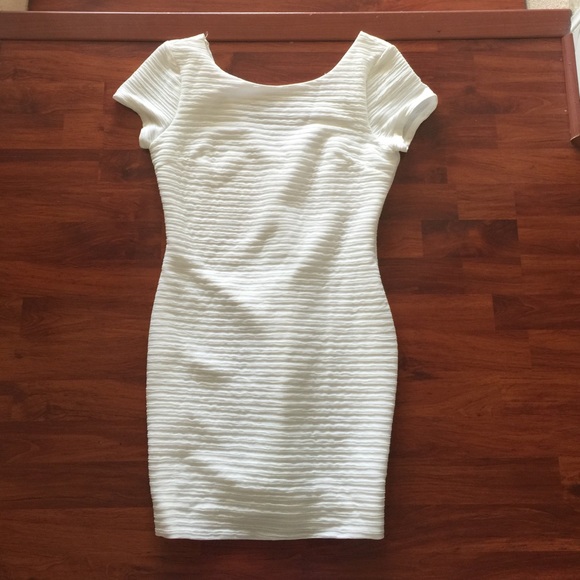 White horizontally ribbed dress