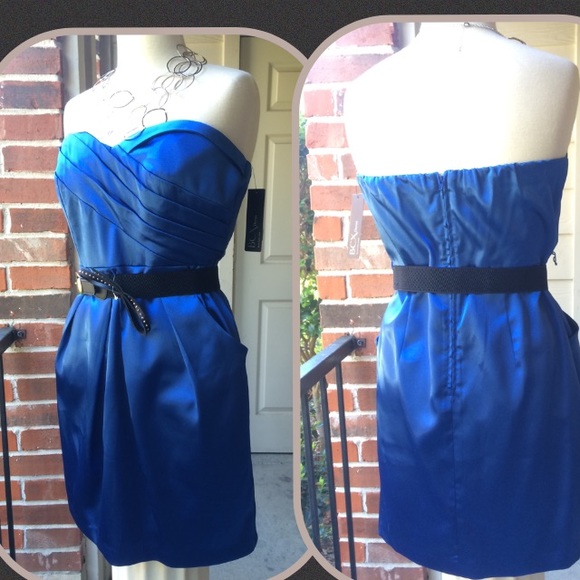 NWT Royal blue strapless dress w pockets! - Picture 2 of 3
