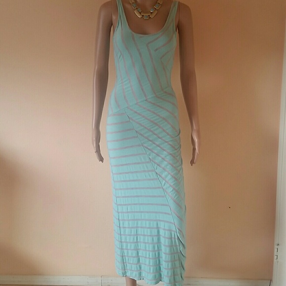 Mint green stripe maxi dress