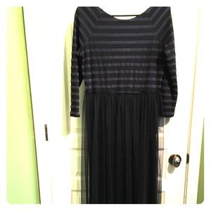Tulle and velvet maxi dress