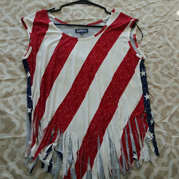 Freshman Tops - American Flag shirt/crop top