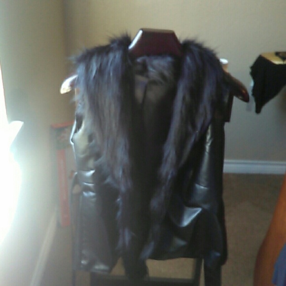 New imagination leather with foe fur collar