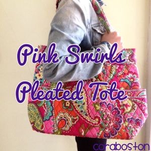 Pink Swirls Pleated Tote